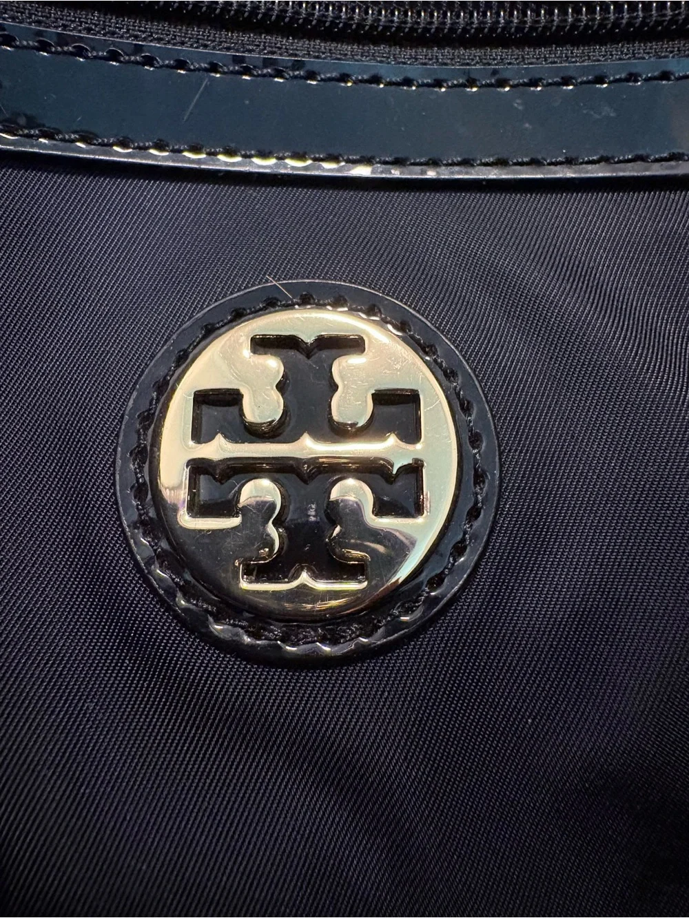 TORY BURCH Black Quilted Satchel Tote with side buttons